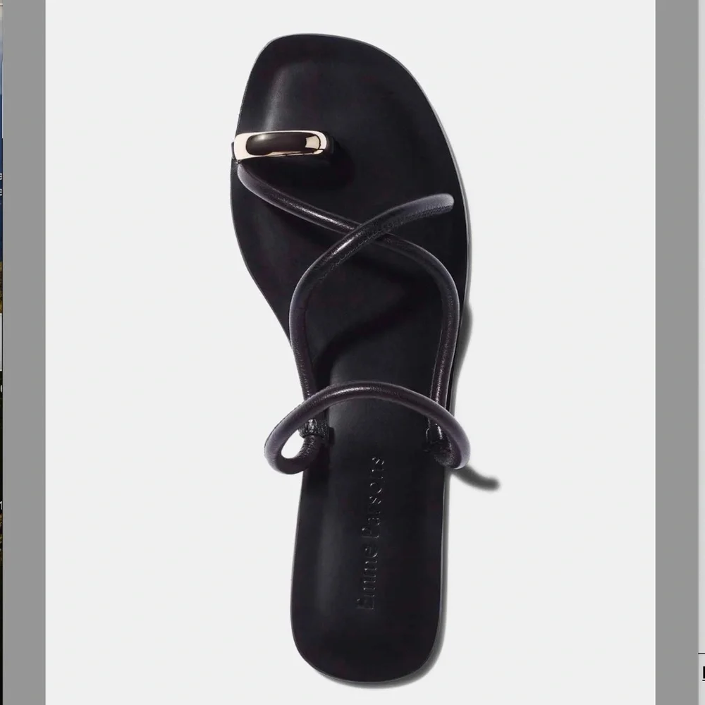 Emme Parsons Laurie Black Nappa Sandals EU 38 Minimal Luxury Flat - Picture 3 of 6